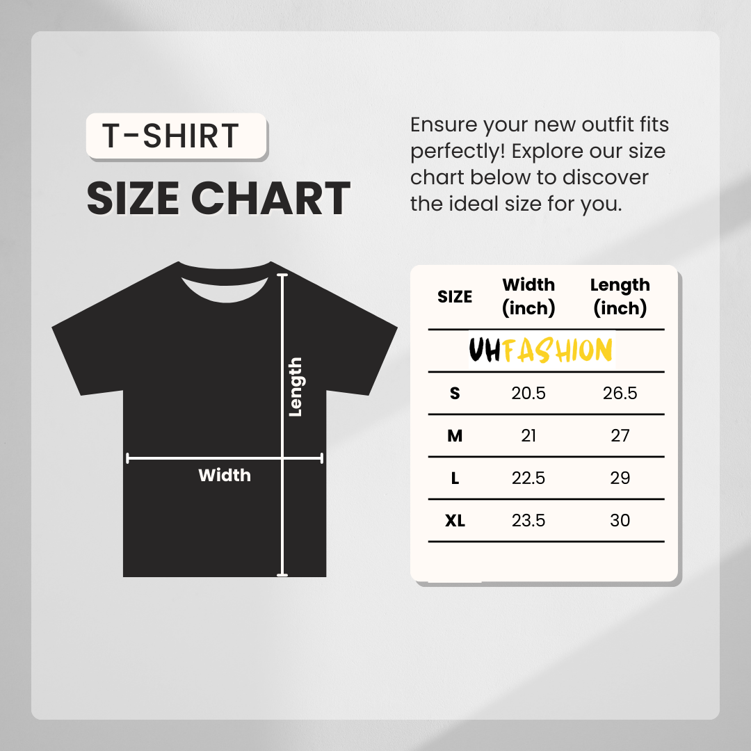 T-shirt size chart with UHFashion.store