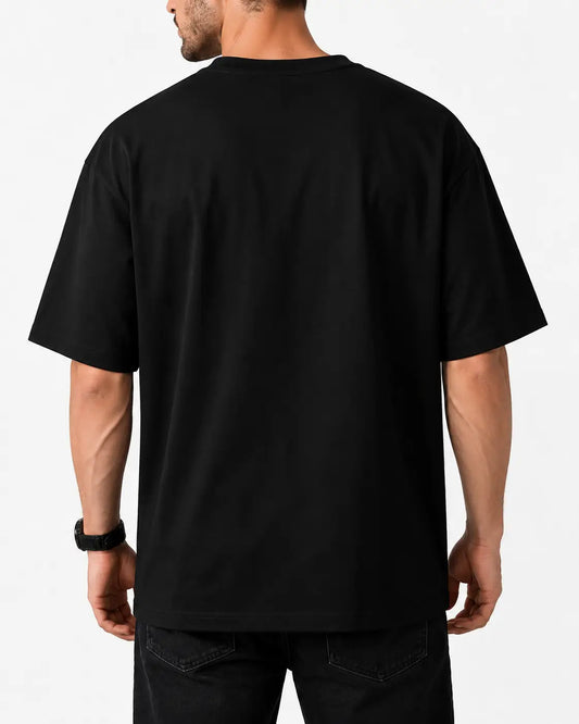 Black Oversized Graphic T-Shirt Back View