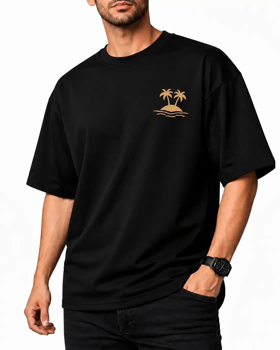 Black Chillin  Vibes Oversized T-Shirt Front View