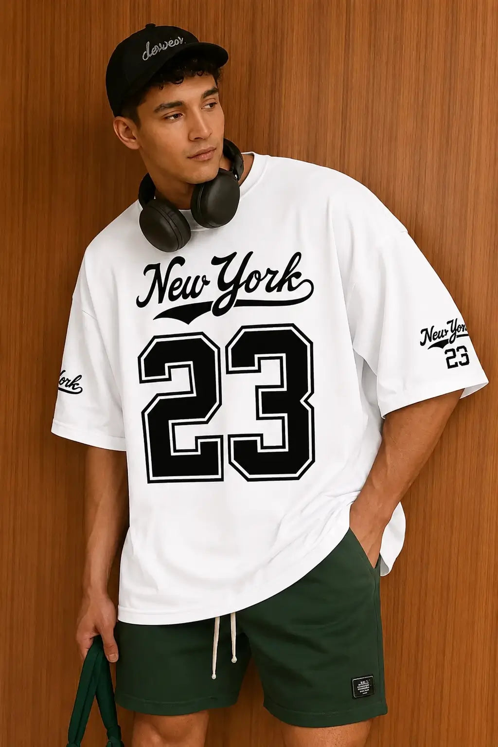 Men Printed Round Neck Cotton Blend White T-Shirt