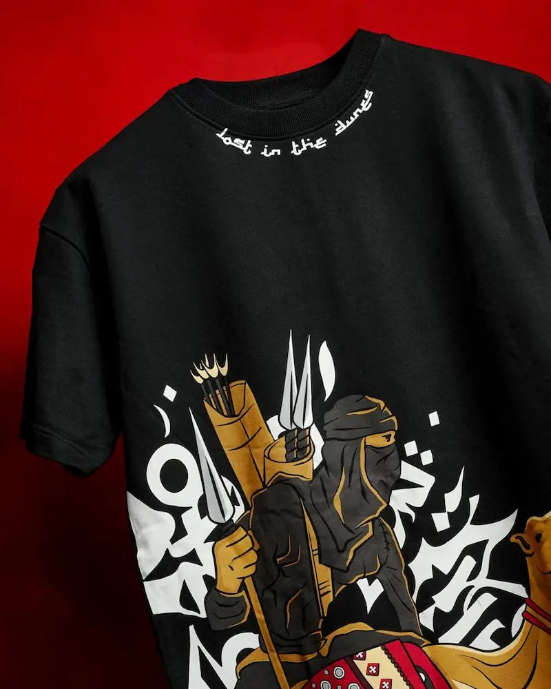 BLACK DESIGN COTTON T-SHIRT